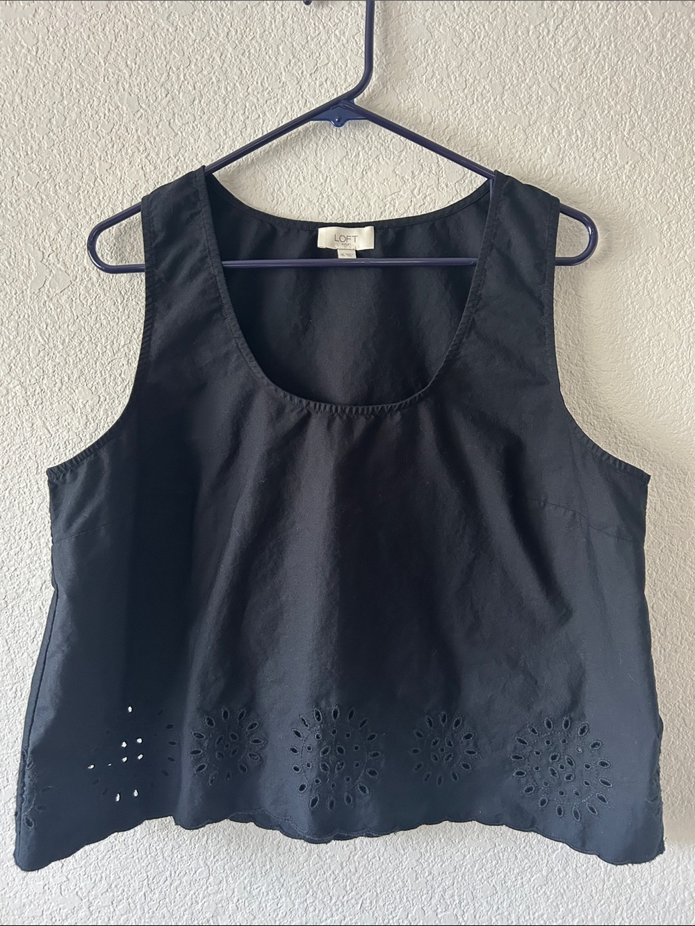 LOFT outlet Black Eyelet Hem Sleeveless Tank